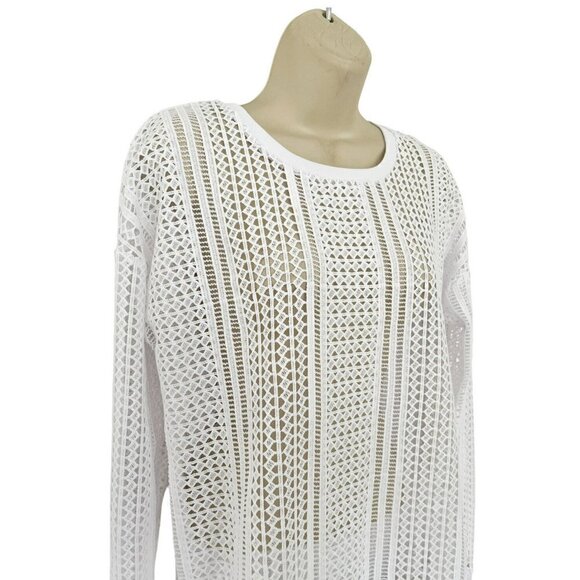 Fabletics Sophie White Tunic Open Knit Long Sleeve Cover Up Women's Sz S - Picture 4 of 10
